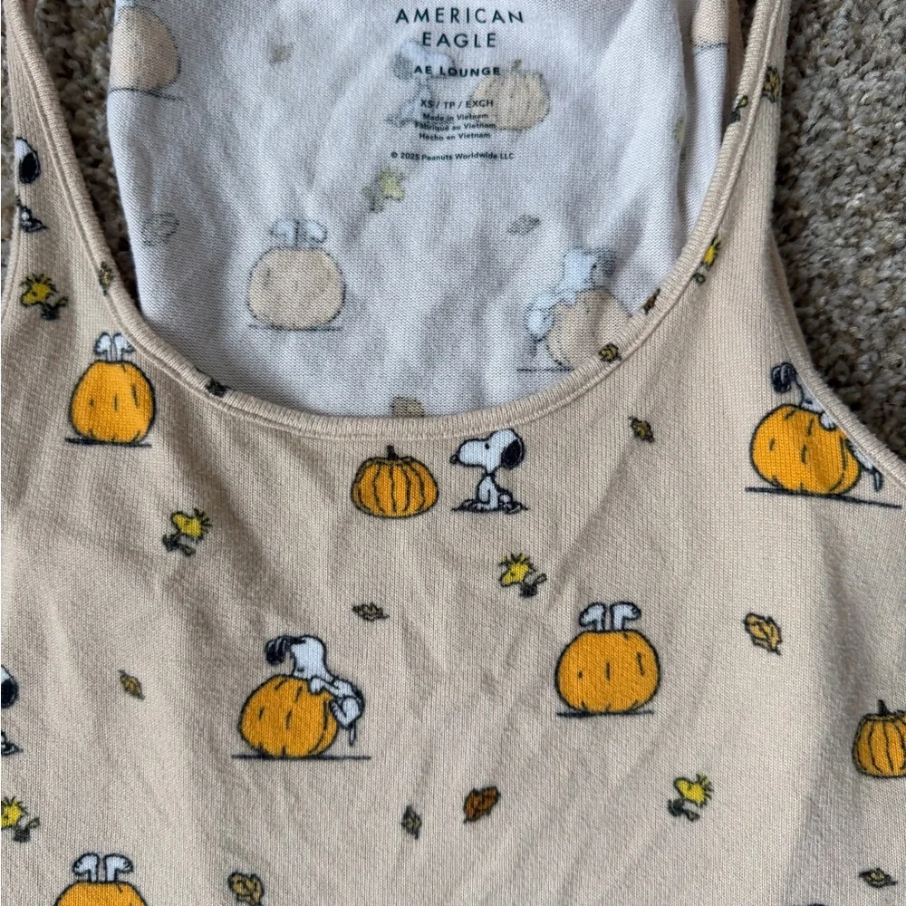 American Eagle Outfitters Snoopy Pumpkin Pajama Set - Cream and Orange - Picture 2 of 4